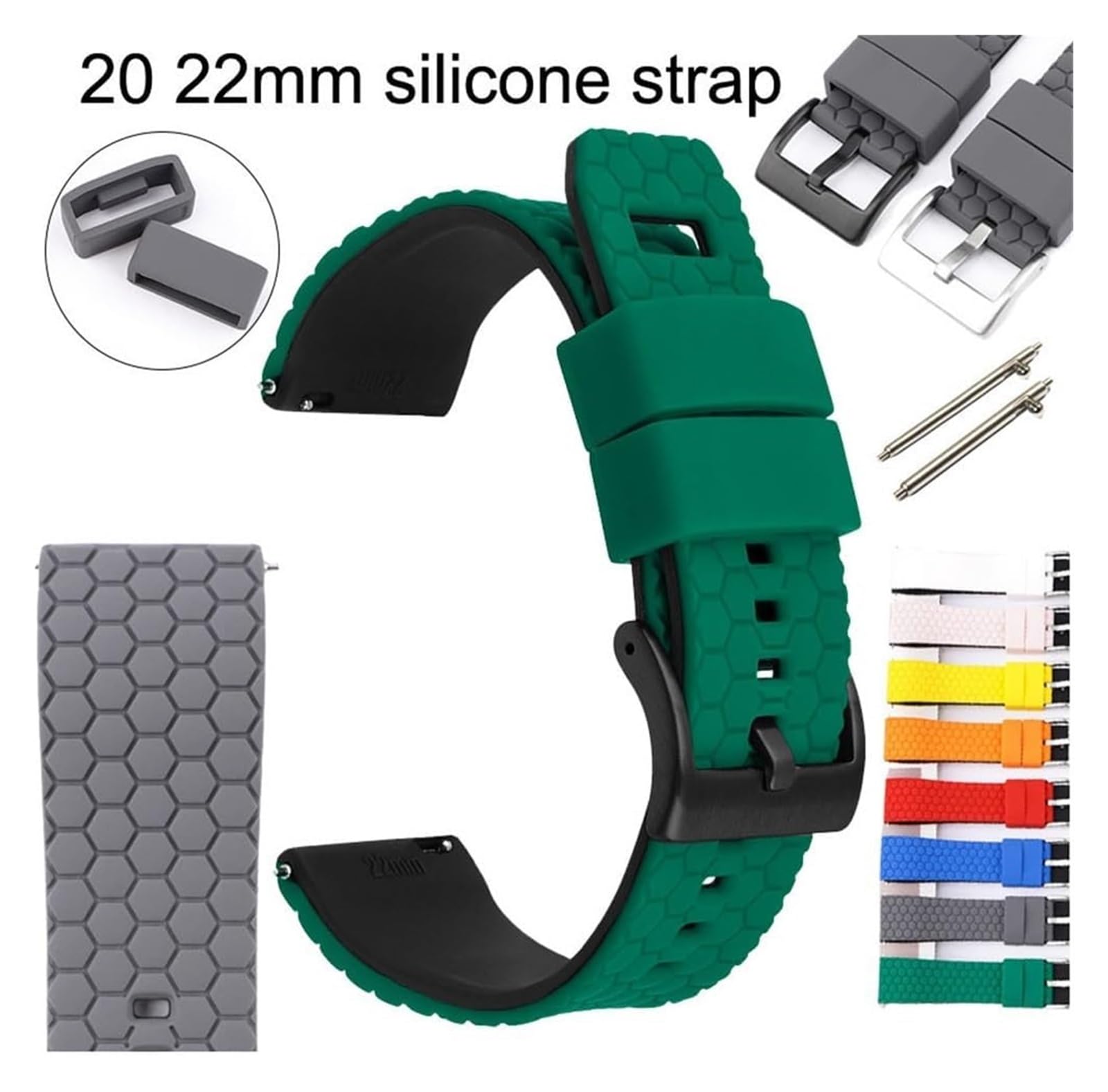 Bracelets en silicone avec boucle en acier inoxyda Bracelet en silicone Bracelet de montre en silicone de qualité supérieure Bracelet de montre en caoutchouc à dégagement rapide 20mm 22mm Bracelet de