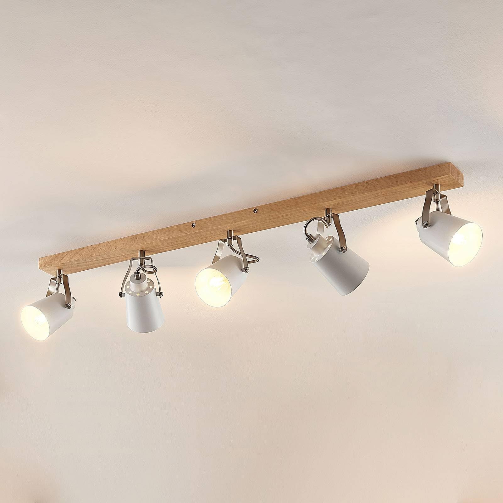 Lindby Deckenlampe Blana (Skandinavisch) aus Holz (5 flammig, E14) - Deckenleuchte Lampe Wohnzimmerleuchte