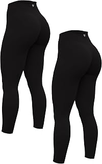 TomTiger Women's Yoga Leggings No Front Seam Workout Pants 7/8 Length 25" | Breathable Laser-Hole，2 V-shaped Back Lines，High Waist，Tummy Control，Booty Lifting，Buttery Soft，Gym，Running，Pilates
