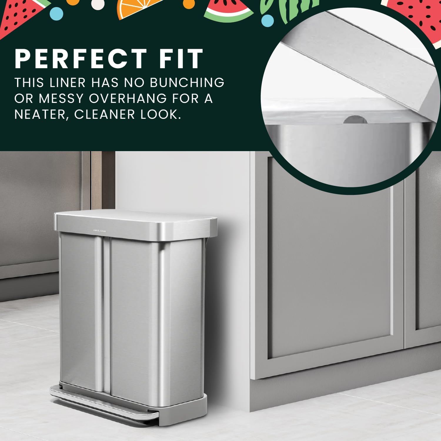 Bags for Code H simplehuman Garbage Cans | Extra Thick Trash Liner with 30-35 Liter Capacity and Folded Drawstring |100 Unscented Bags