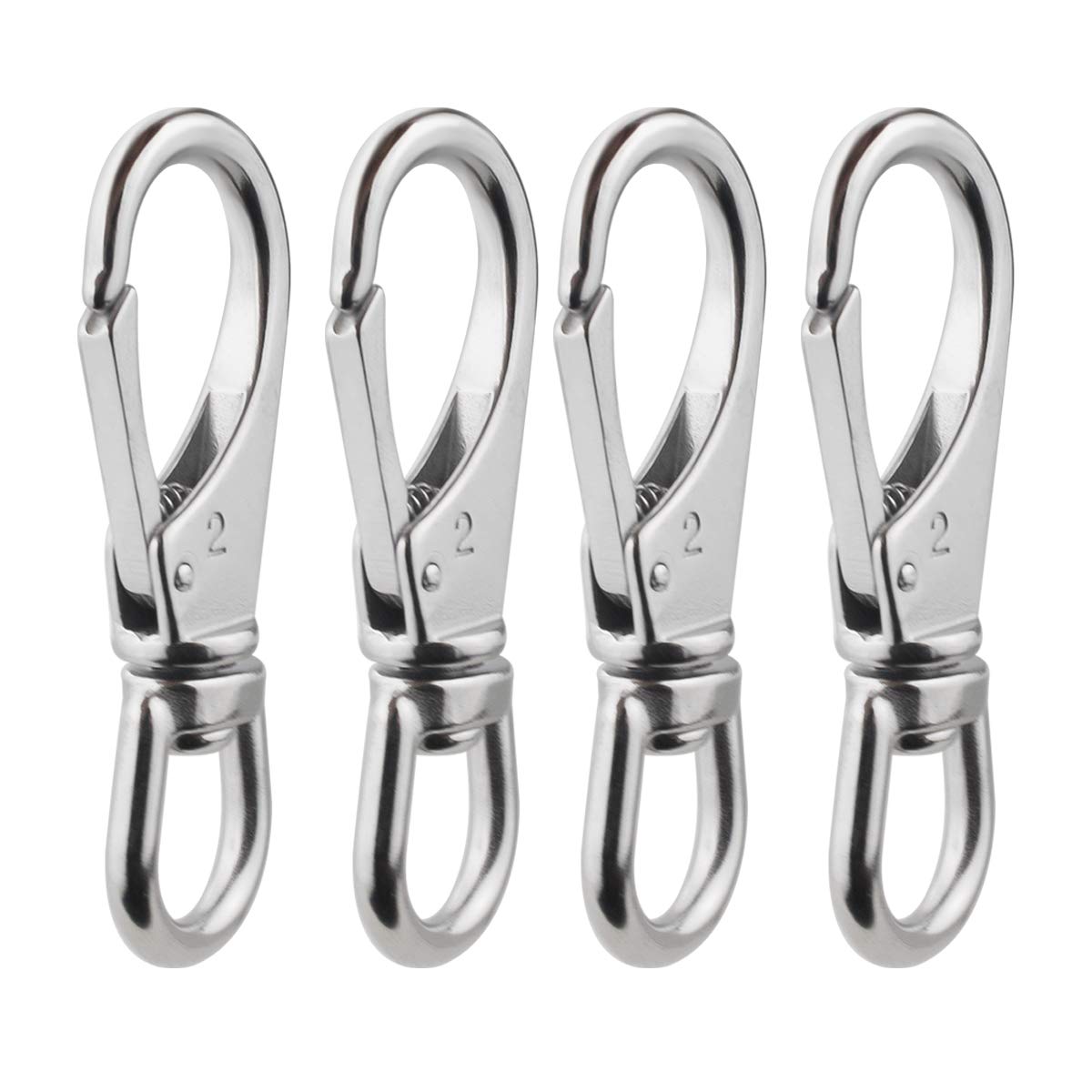 BNYZWOTStainless Steel Swivel Eye Snap Hooks (4 x 1-1/2 Inch) Scuba Diving Clips Universal Marine Hardware Spring Buckles for Bird Feeders/Pet Chains/Collars/Keychains and More M6(2#) 4-Pack