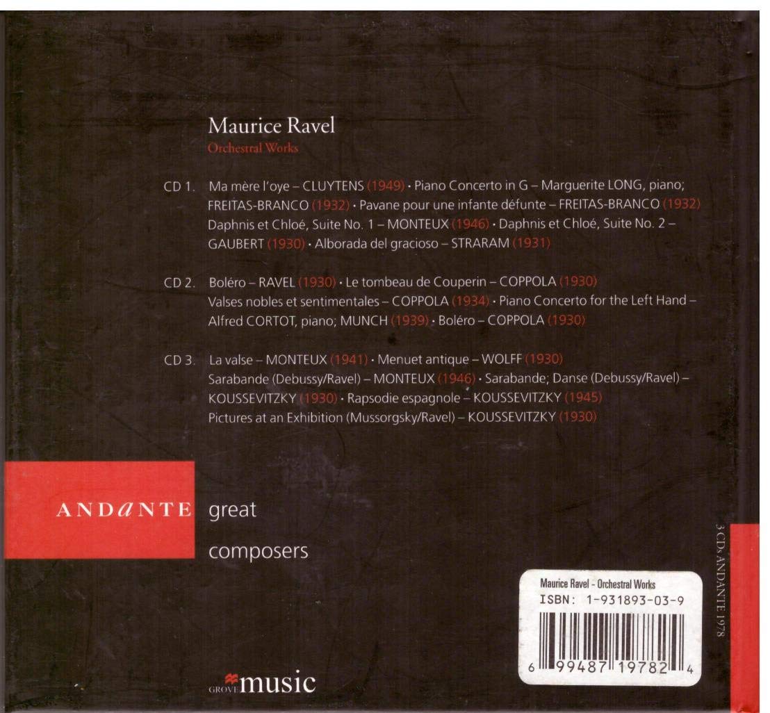 Ravel - Oeuvres orchestrales / Les Concertos pour piano t 96 pages (Coll. Andante)