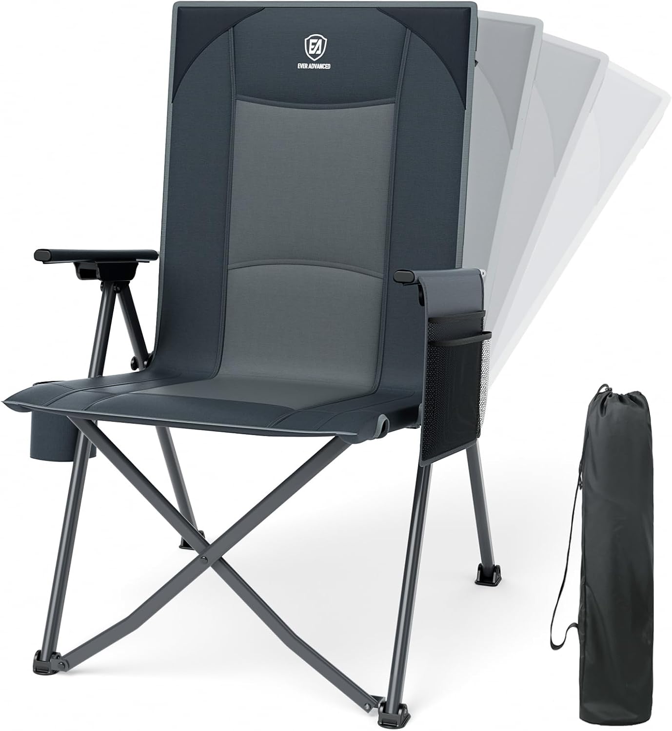 Lightweight Folding Reclining Camping Chair – 4-Level Lounge for 350lbs