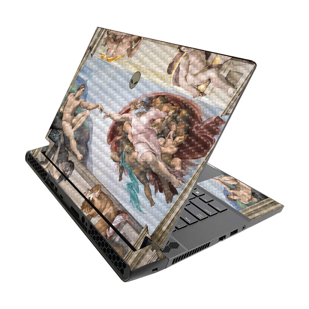 MightySkins Carbon Fiber Skin for Alienware M15 R3 (2020) & M15 R4 (2021) - Creation of Adam | Durable Textured Carbon Fiber Finish | Easy to Apply | Made in The USA
