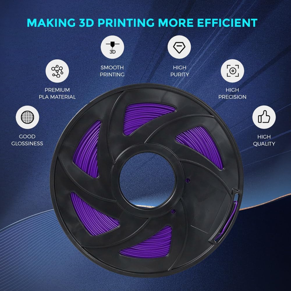 Voxelab 3D Printer Filament, 1.75mm PLA Pro (PLA+) Filament, Dimensional Accuracy +/- 0.02 mm, 3D Printing Material 1kg/ Spool, Compatible with FDM 3D Printer/Pen (Purple) - Image 6