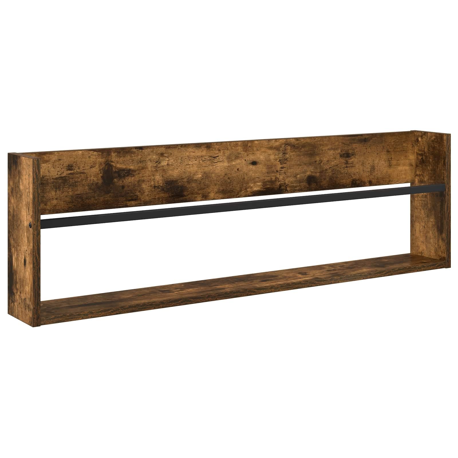 Magazinregal 2 Stück in Geräucherter Eiche aus Holzwerkstoff 100 x 12 x 30 cm mit Wandmontage, vielseitiger Zeitschriftenhalter für Wohnzimmer, Büro und Leseecke