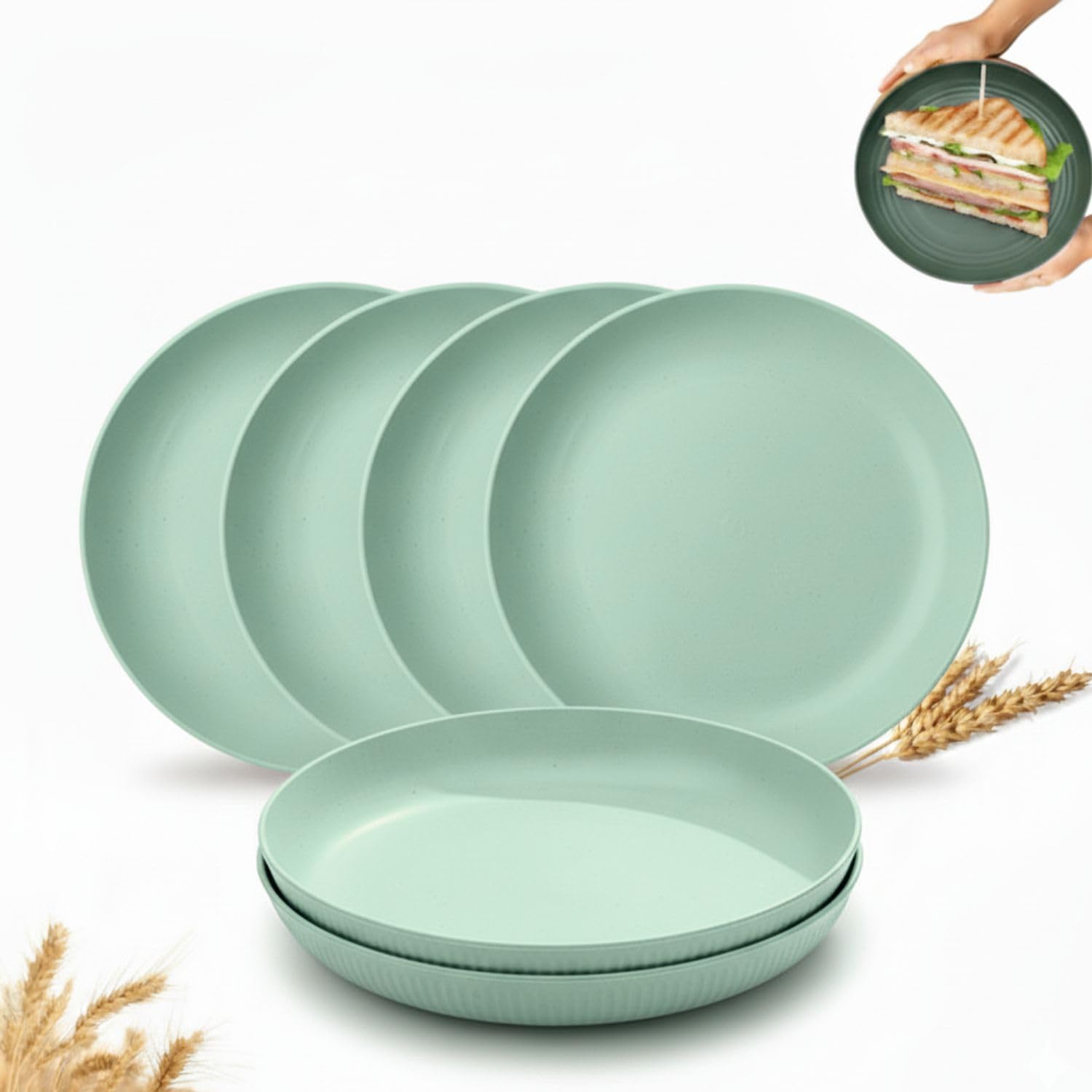 Wheat Straw Dinner Plates Set of 4 | Lightweight Unbreakable Kitchen Plates | Reusable Eco-Friendly BPA Free | Microwave & Dishwasher Safe Plates for Dining, Serving & Everyday Use — Amazon image 18