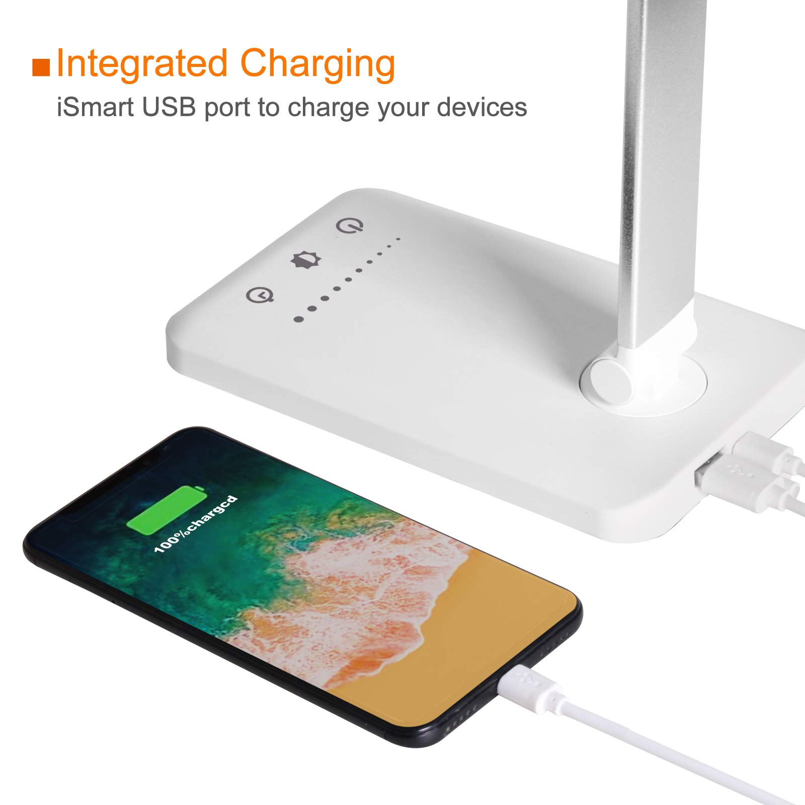 LED-Schreibtischlampe, Augenpflege, Stufenlos, Dimmbar, Büro-Tischlampe mit USB-Ladefunktion, 4000 mAh Akku, Faltbar, Touch, 5 Beleuchtungsmodi mit 5 Helligkeitsstufen zum Arbeiten, Lesen
