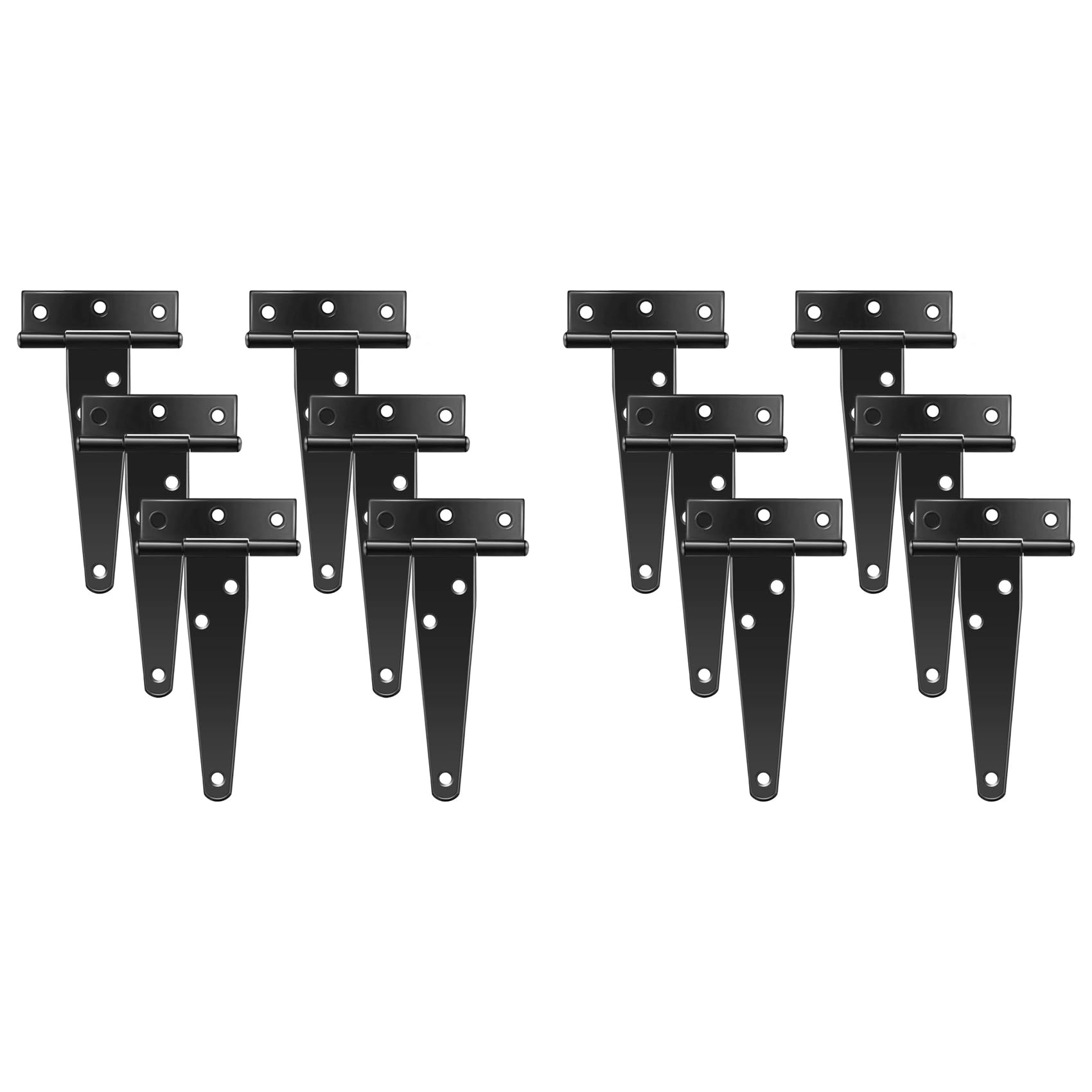 Jnchdghwa Black 12 Pcs 4 Inch T-Strap Hinges Rustic Gate Strap Hinge Rustproof Gate Door Hinges For, Fence And Barn