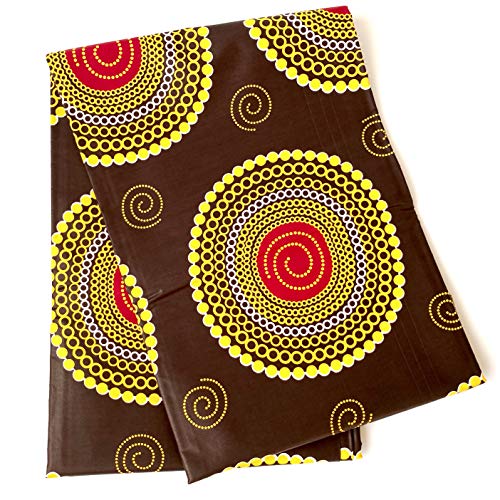 African Super Wax Printed Cotton Fabrics Ankara Cloth Vibrant Colours 6 Yards Craft Making (Back Yellow Spirals) African Super Wax Printed Cotton Fabrics Ankara Cloth Vibrant Colours 6 Yards Craft Making (Back Yellow Spirals)