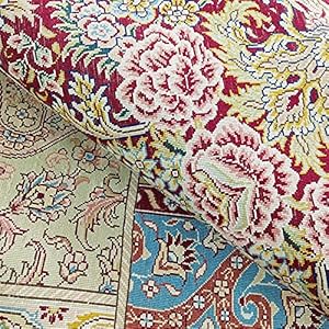 RUG 6’x9 ‘Perzische handgemaakte zijde tapijt hand geknoopt zijde tapijt Ouzyu (Size : 182x274CM)