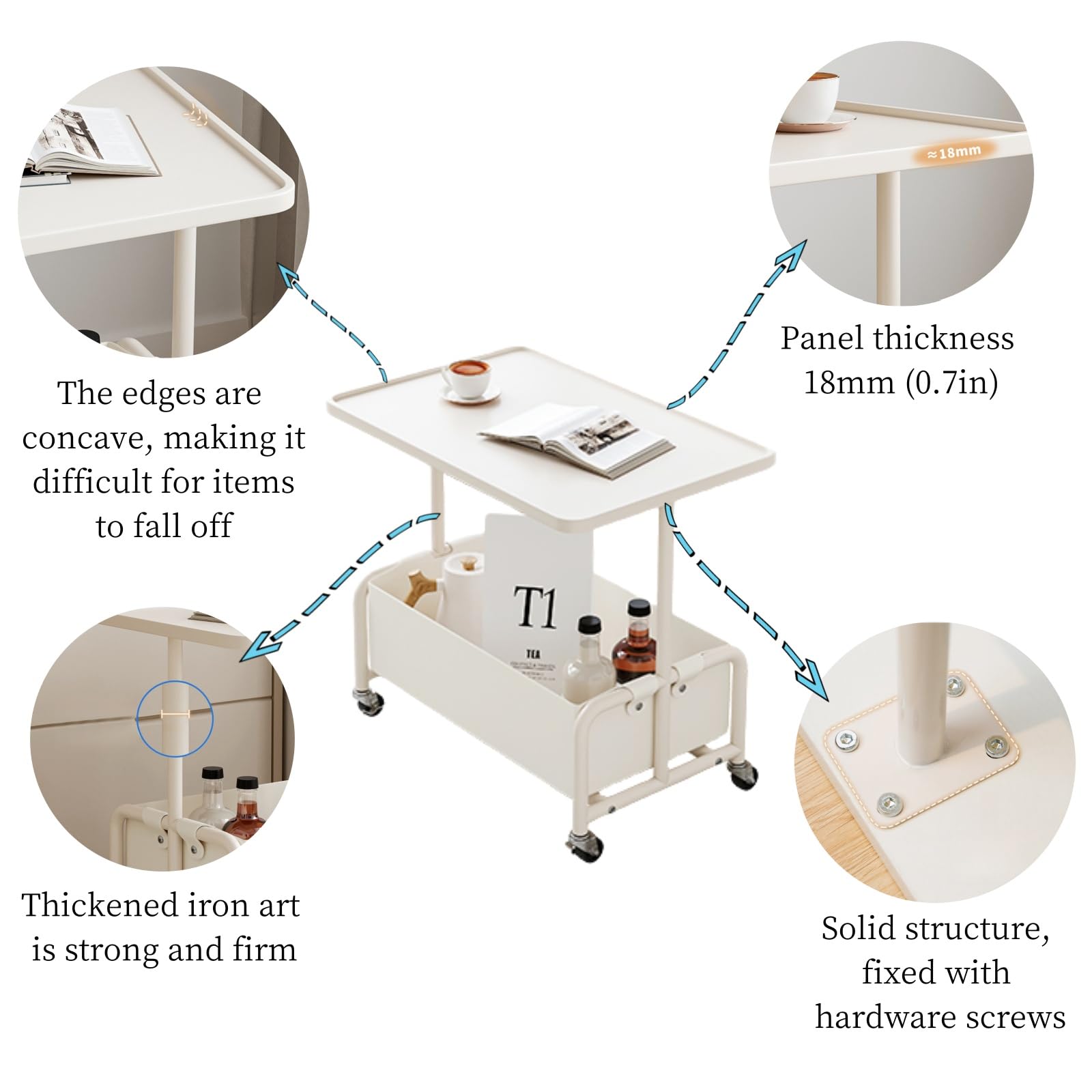 Carrello portaoggetti su ruote, carrello mobile con ripiani a 3 livelli, scaffale portatile per cucina, artigianato, bellezza o forniture per ufficio