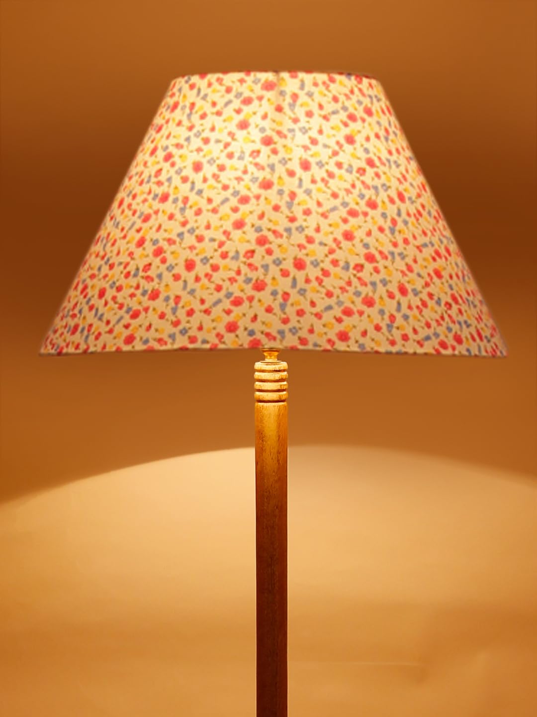 Devansh Printed Cotton Conical Wooden Floor Lamp -34(14x55.75inches) -Tripod Natural 1