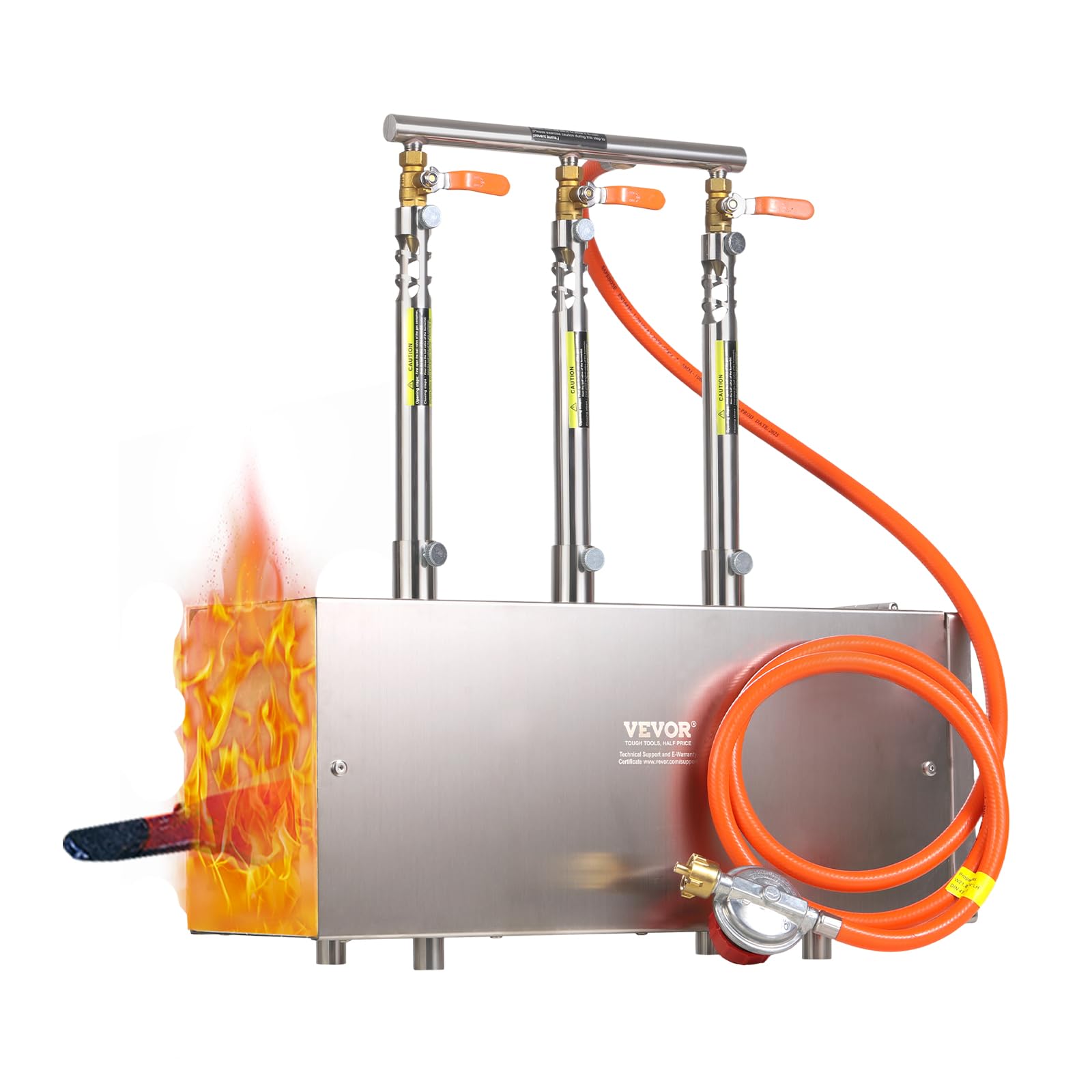 VEVOR tragbare Propangas-Schmiede mit 3 Brenner 1427 °C, Hufschmiede Schmiedeofen mit quadratischer Form, Edelstahl, Gasschmiedewerkzeuge und -ausrüstung, Schmelzofen Verwendung zum Metallschmieden