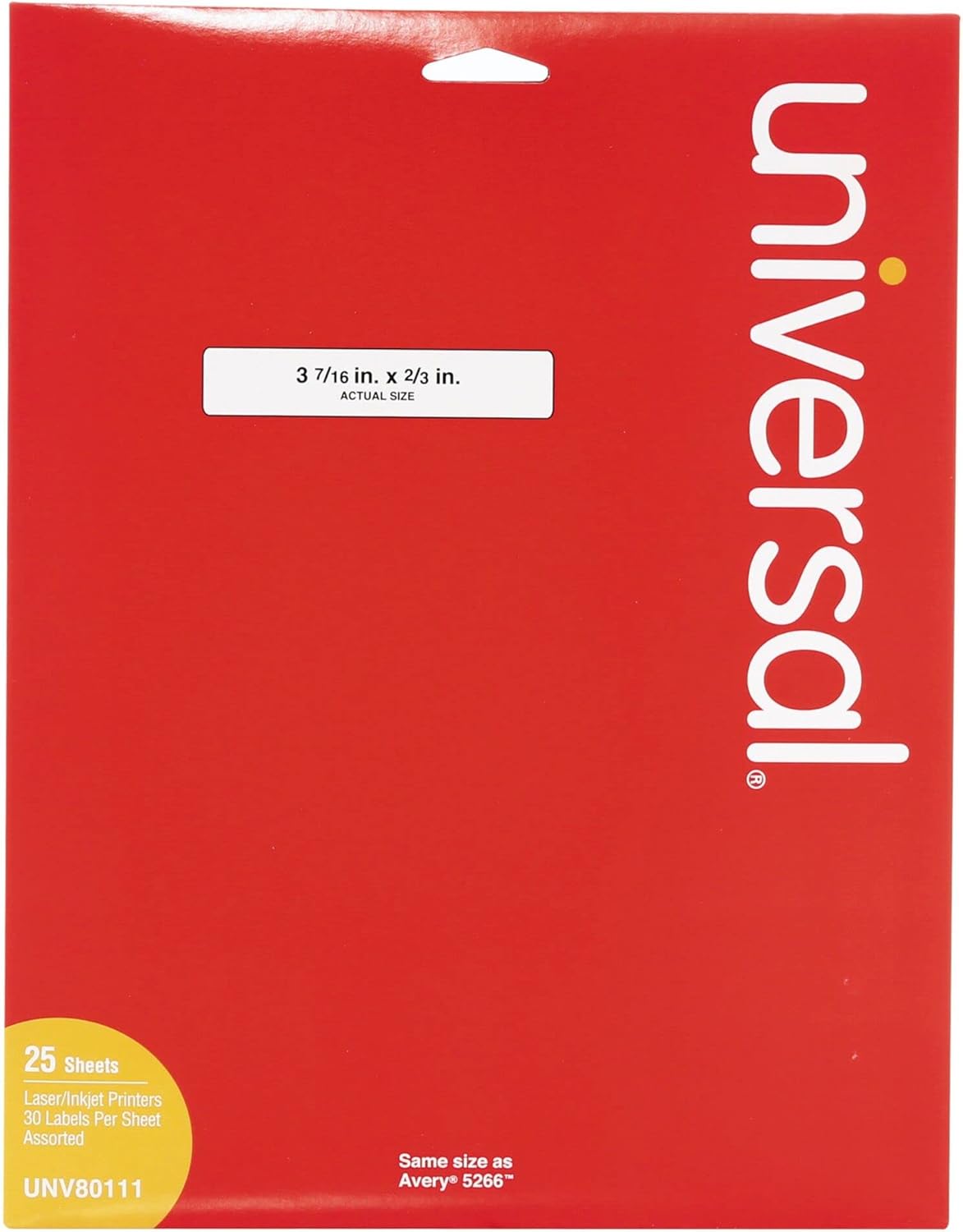 Universal Laser Printer File Folder Labels, 3-7/16" x 2/3", Assorted, 750/Pack (80111)