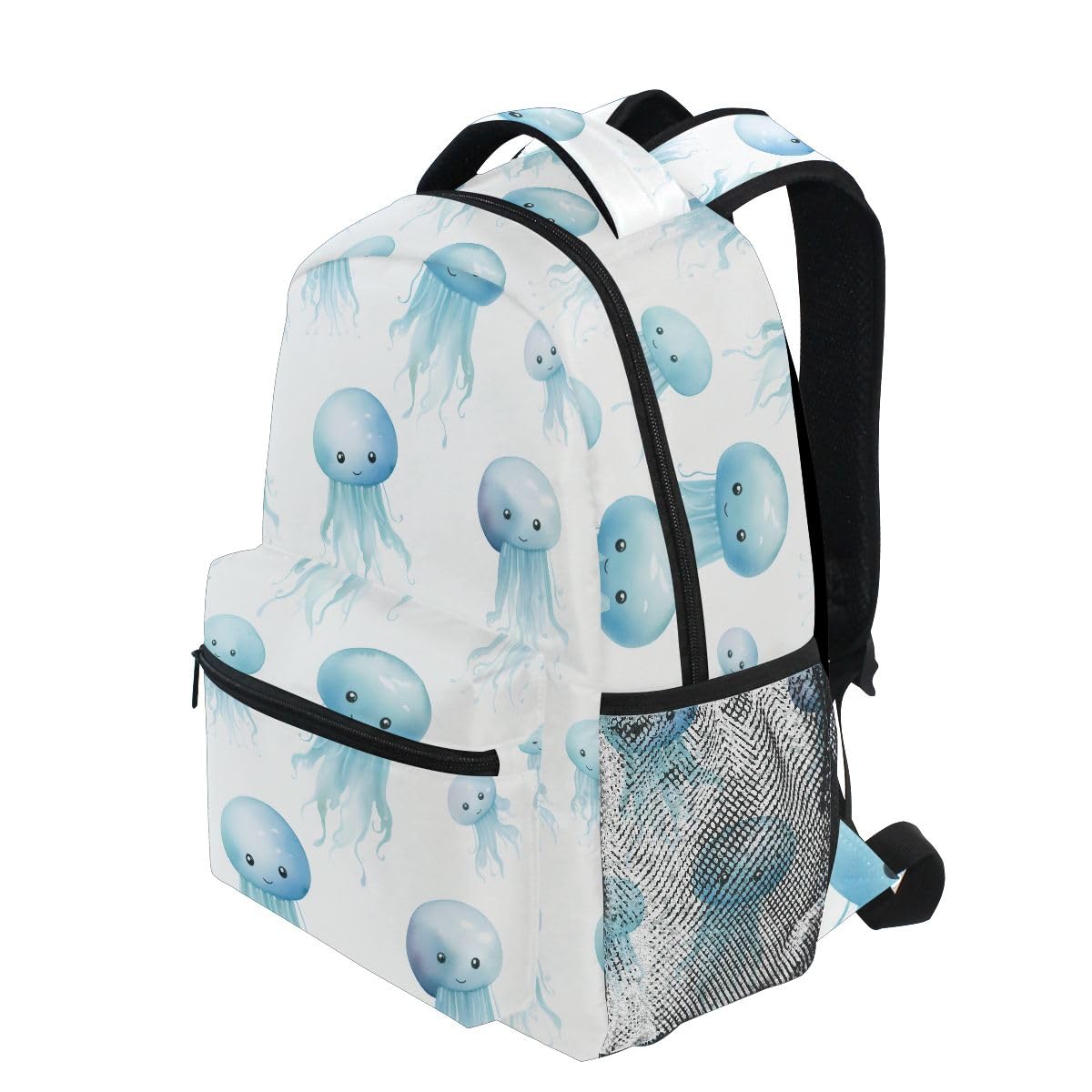 Sac à dos d'école avec méduses bleu océan avec grande capacité léger et durable pour étudiant, multicolore, S