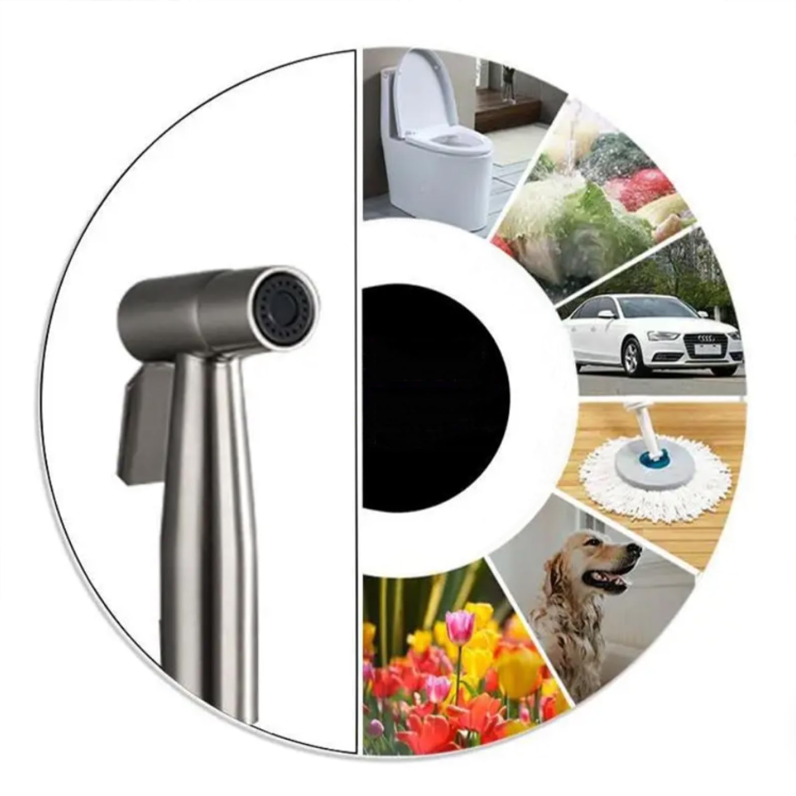 Set di pistola a spruzzo per bidet doccia, montaggio a parete, in acciaio inox, solo acqua fredda, include valvola angolare e tubi flessibili per bagno, facile installazione