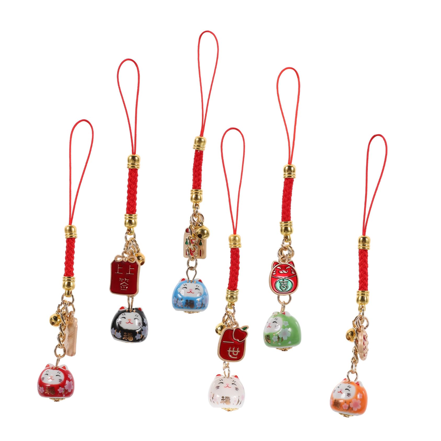 LIFKOME Stk Glückliche Katzenverzierung Schlüsselanhänger glücksbringer deko schlüssel katzen anhänger key chain Hängendes Katzenornament Rucksackanhänger Lanyard- Keramik