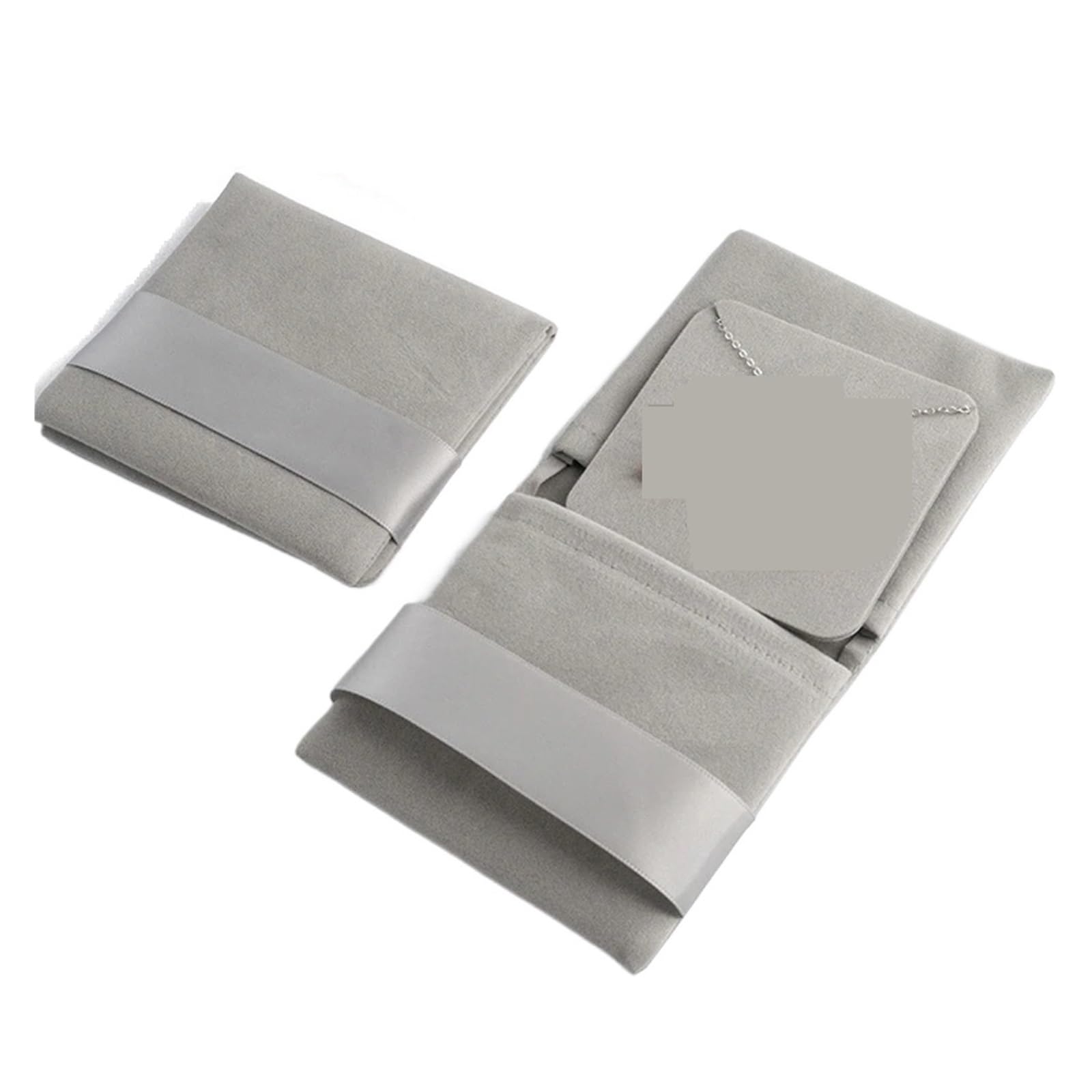 SHENJMAI Velvet Jewelry Pouches Velvet Jewelry Storage Bag Knitted Fabric Flip Ribbon for Earrings Necklace Square Socket Thicken Packaging(B-Gery)