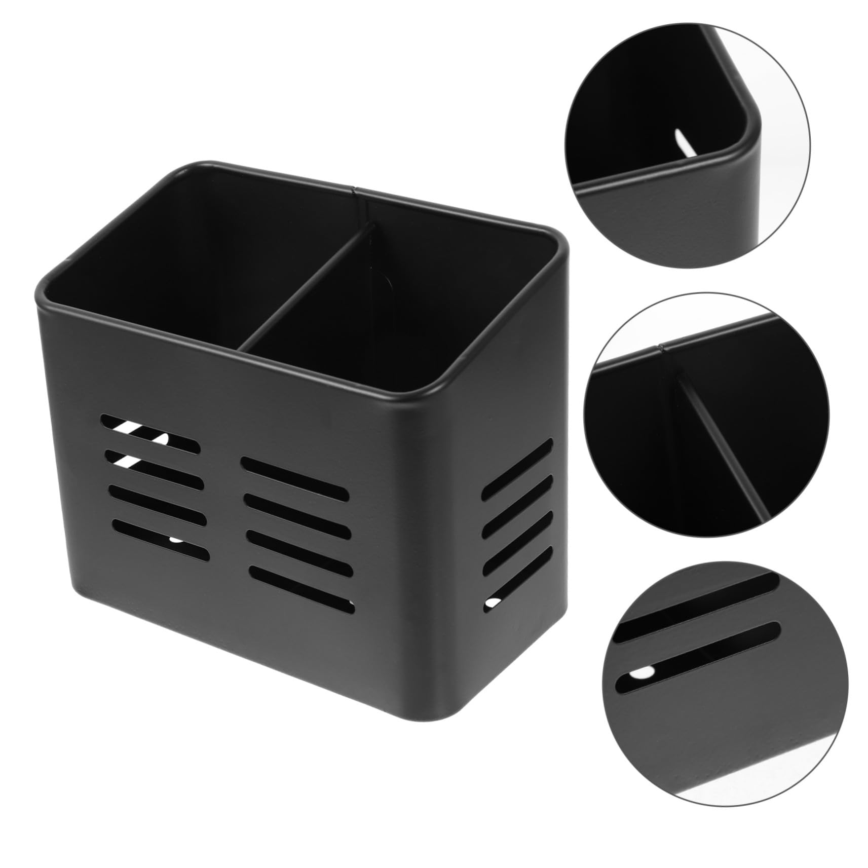Porte-ustensiles Support de Fourchettes Noir en Acier Inoxydable Robuste Trous D'évacuation Simple et Élégant pour Égouttoir à Baguettes Cuisine Moderne
