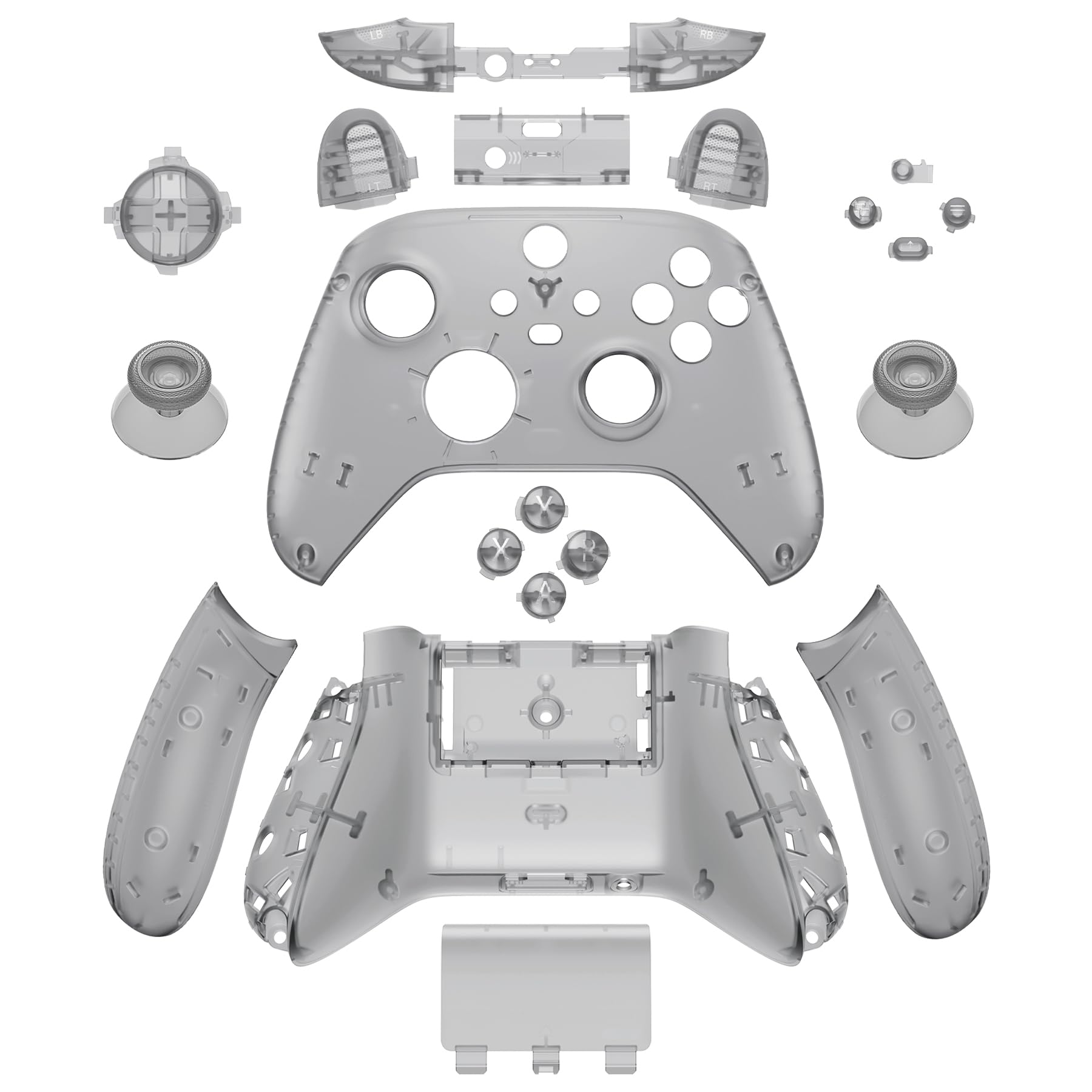 eXtremeRate Carcasa Transparente para Xbox Series X S Mando Carcasa Completa Protector Placa Trasera Funda Frontal Empuñadura Agarre con Botones para Xbox Series S X Control-No Incluye Mando(Negro) — view 9
