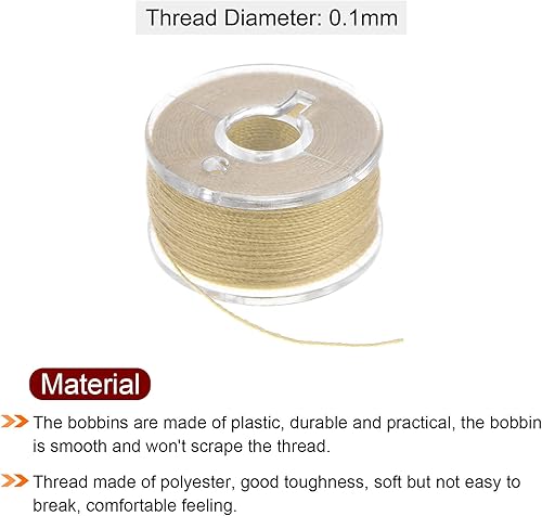 Miniatura 5 de HARFINGTON Juego de hilos de bobina preenrollados tamaños estándar con caja de 25 compartimentos para bordar y máquina de coser, trigo