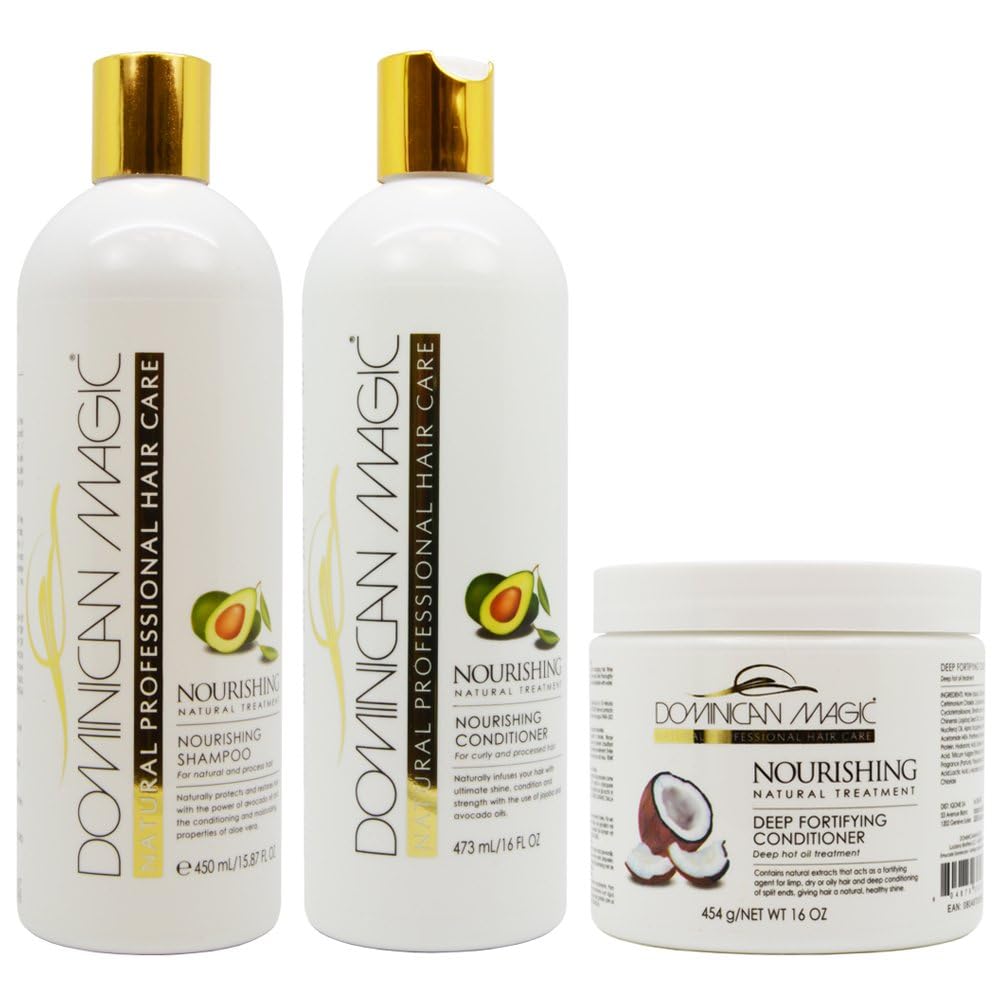 Nourishing Shampoo, Conditioner & Deep Fortifying Conditioner Set – Hydrating & Strengthening, Dry, Damaged Hair – Enhances Shine & Reduces Breakage, All Hair Types