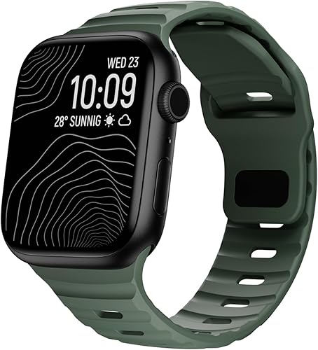 Correa impermeable de silicona suave compatible con Apple Watch Ultra Band de 1.929 in 1.811 in 1.772 in 1.732 in 1.654 in 1.614 in 1.575 in 1.496