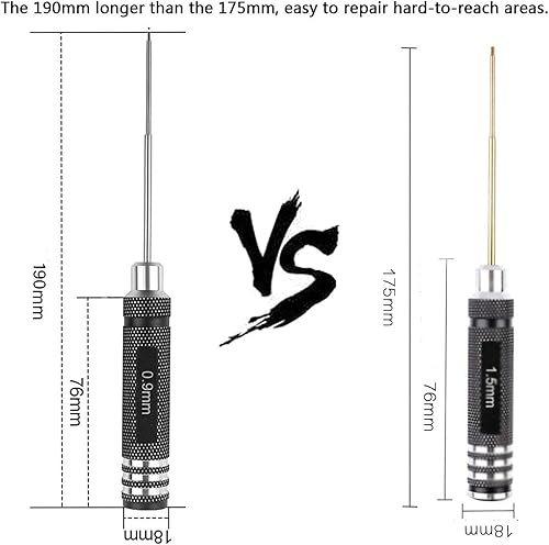 Miniatura 3 de Hobby-Ace Juego de destornilladores hexagonales RC – 4 piezas de destornilladores hexagonales Allen de 0.059 in, 0.079 in, 0.098 in, 0.118 in,