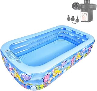 Inflatable Pool Rectangular with Air Pump,Family Full-Sized Inflatable Swimming Pool,Large Blow Up Above Ground Backyard Pool,for Kids Adults Toddlers Outdoor Garden Backyard