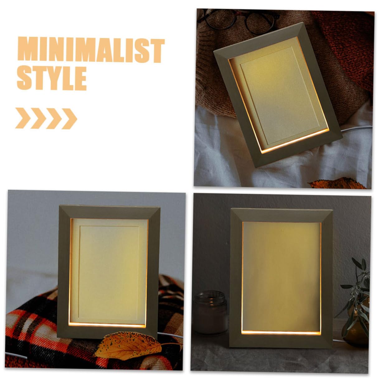 DECHOUS Marco de Fotos de Madera Maciza LED Luz Nocturna Cálida USB 170x130 Mm, Marco de Escritorio Iluminado 3d para Decoración y Exhibición de Imágenes Hogar, Pack 2 Unidades