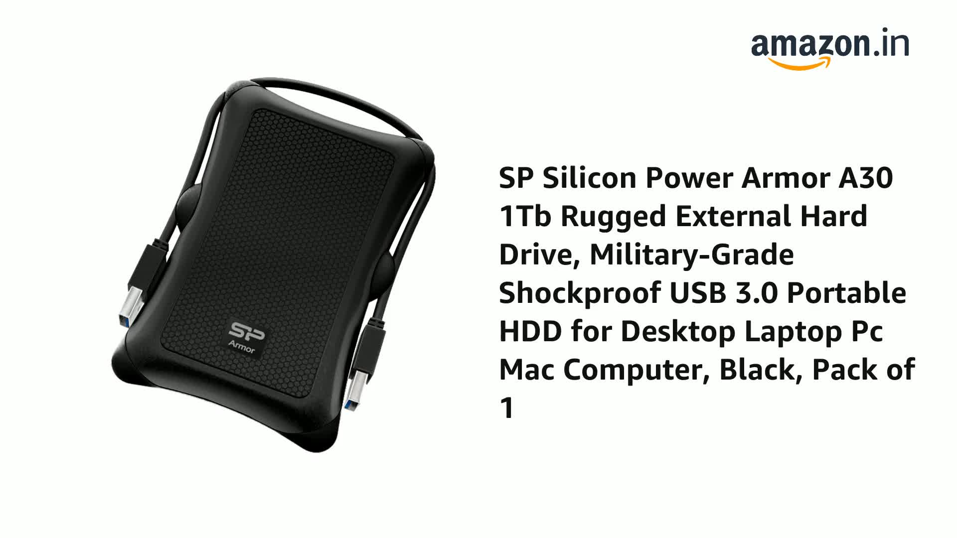 SP Silicon Power Armor A30 1Tb Rugged External Hard Drive