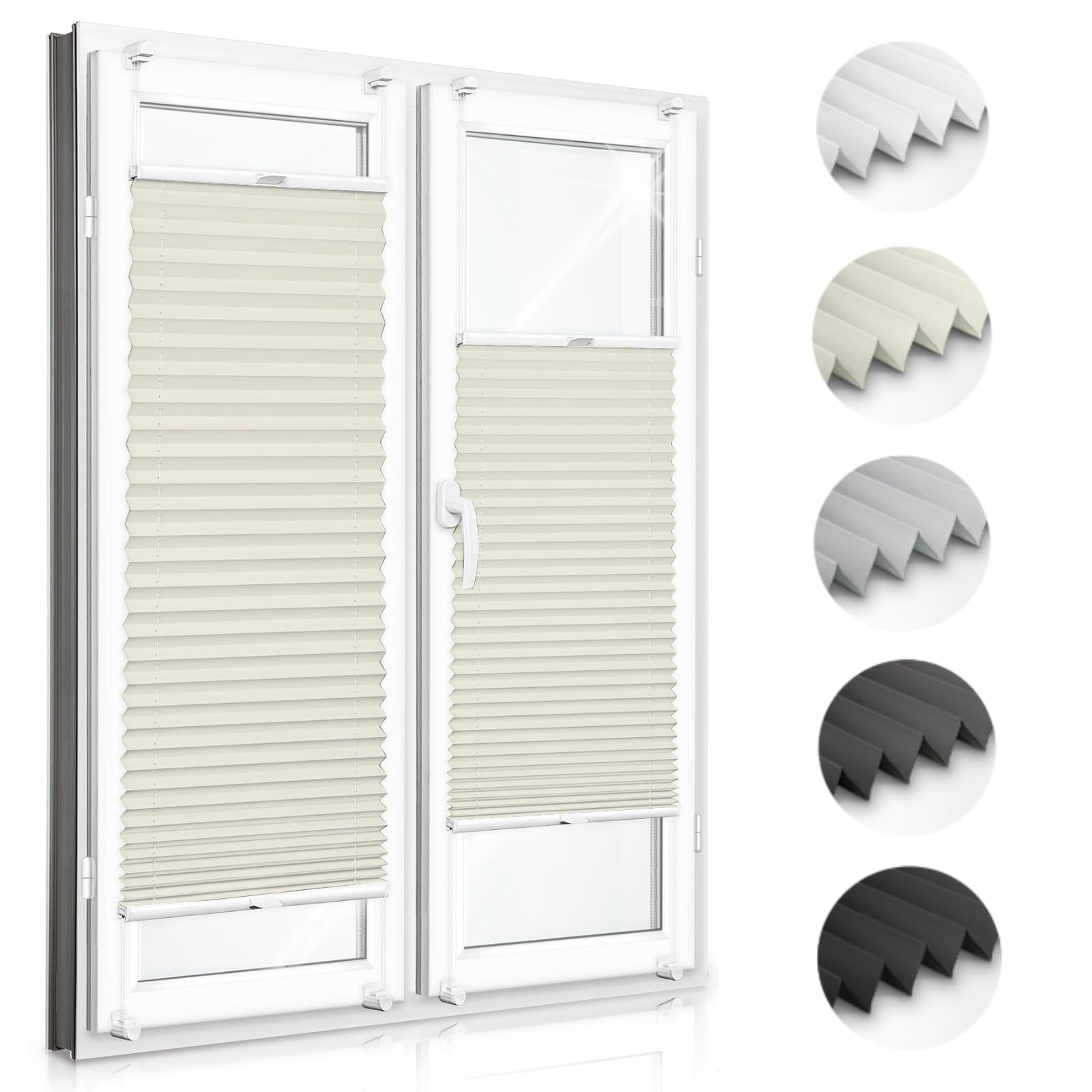 Zero Home -Tende Plissettate Senza Foratura | Tende a Rullo con Klemmfix | Tende Plissettate Per Interni | Privacy e Protezione Solare | Per Porte e Finestre, Beige, 45x220 cm