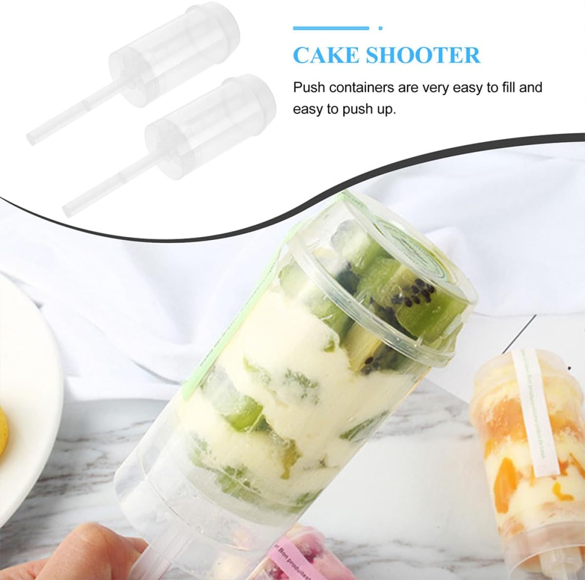 40pcs Push-up Cake Holders Plastic Push Pop Cake Containers for Cupcakes and Muffins Food Storage with Lid for Home Kitchen Party
