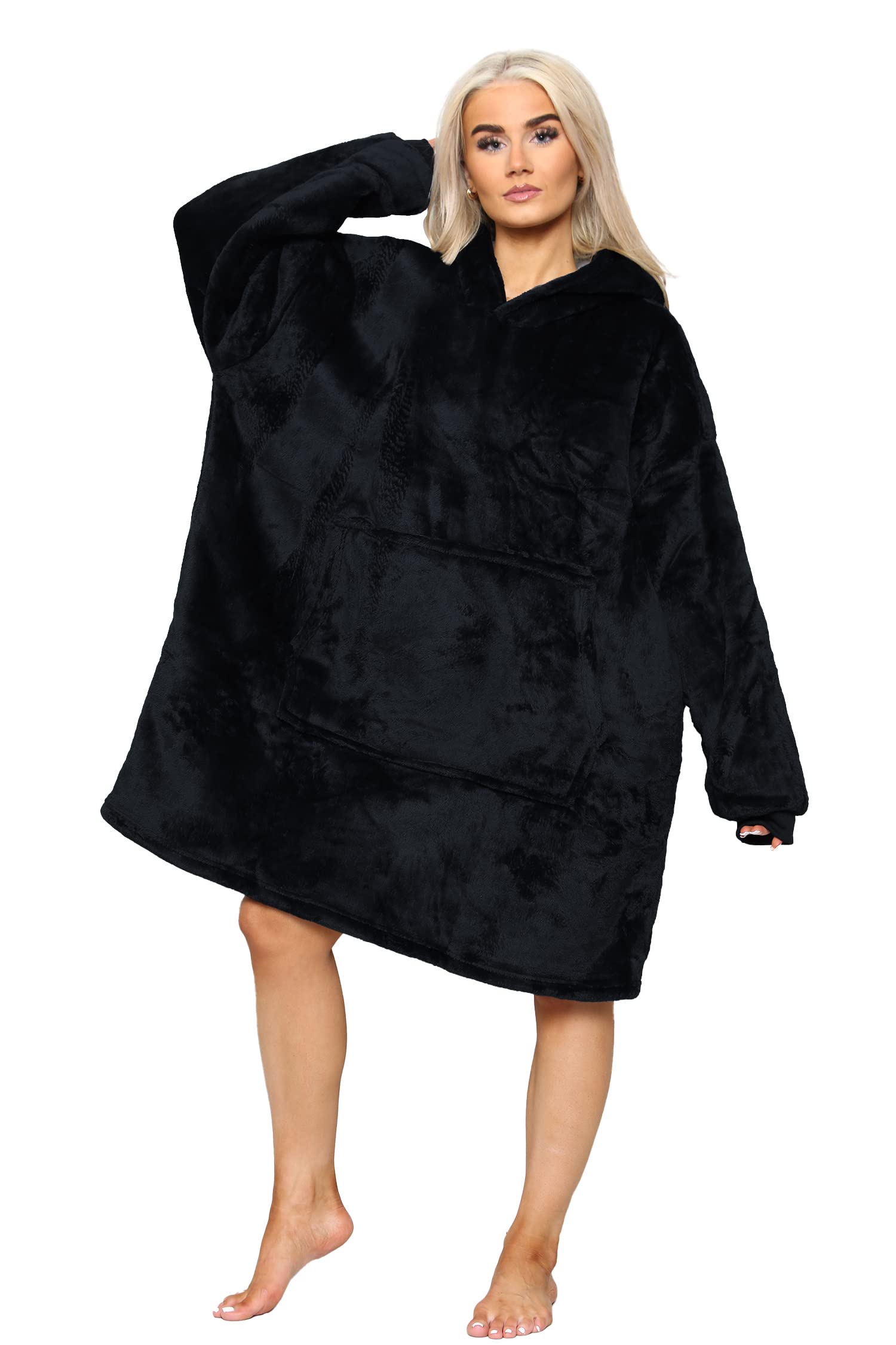 MS9 Women's Oversized Hoodie Wearable Blanket Hoodie Top With Sherpa Lining