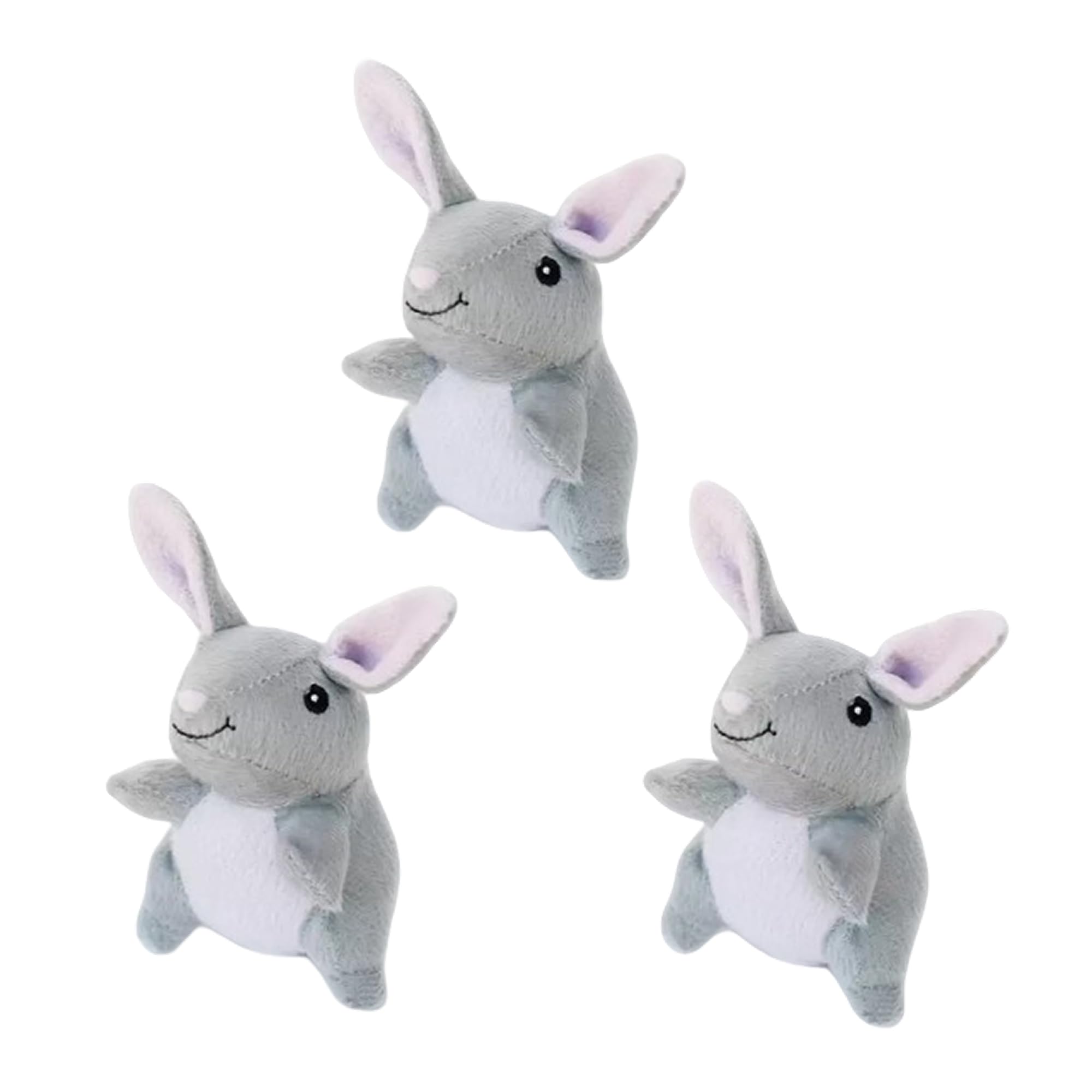 ZippyPaws Burrow Squeaky Bunnies Plush, Refill, 3-Pack