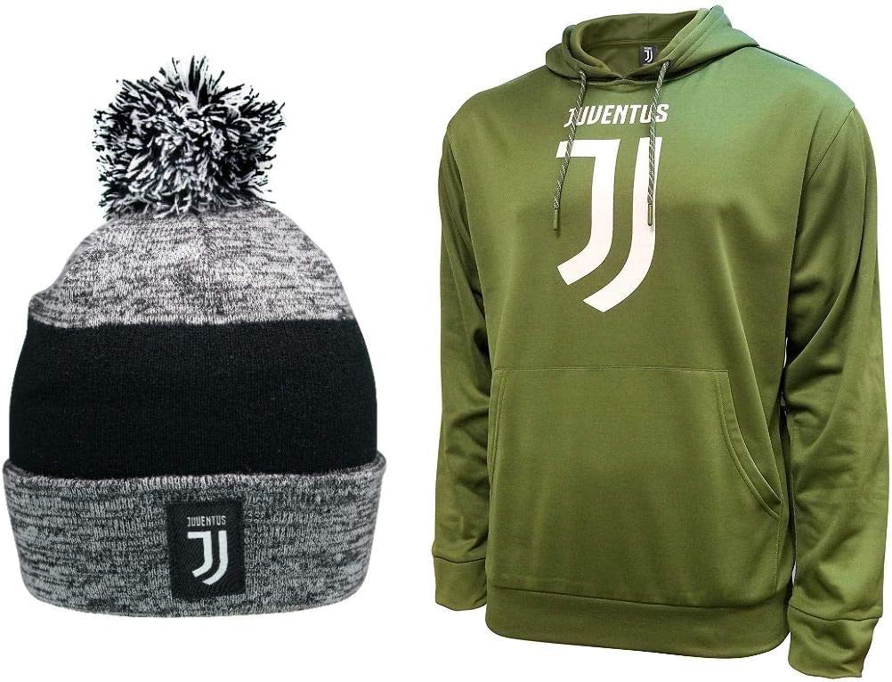Icon Sports Compatible with Juventus Soccer Hoodie and Beanie Combo 12-L