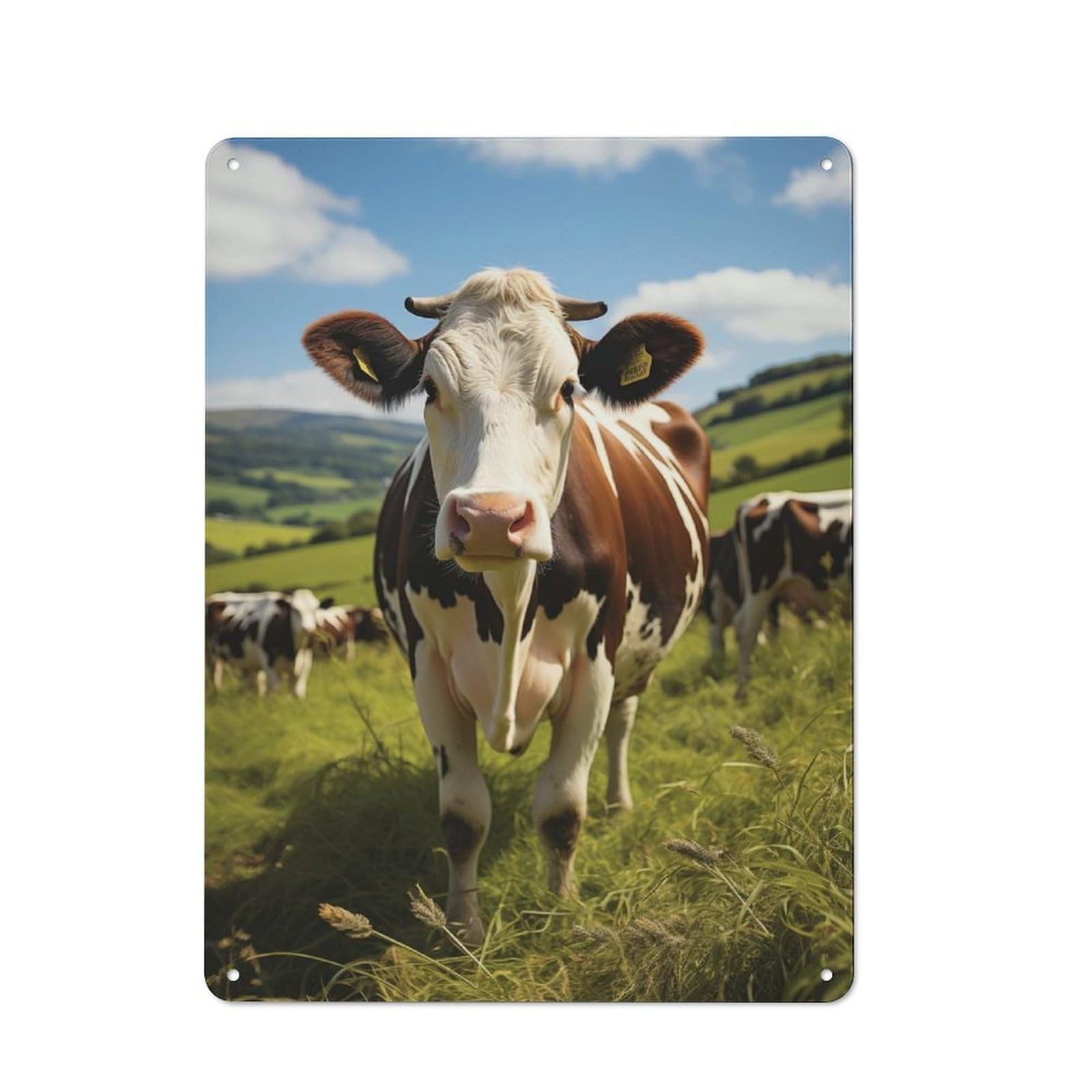 Cow Vache Holstein Cattle Decorative Metal Plaque 40x30cm, Garage Style Shed Wall Plaque for Workshop, Basement, Shed Or Games Room