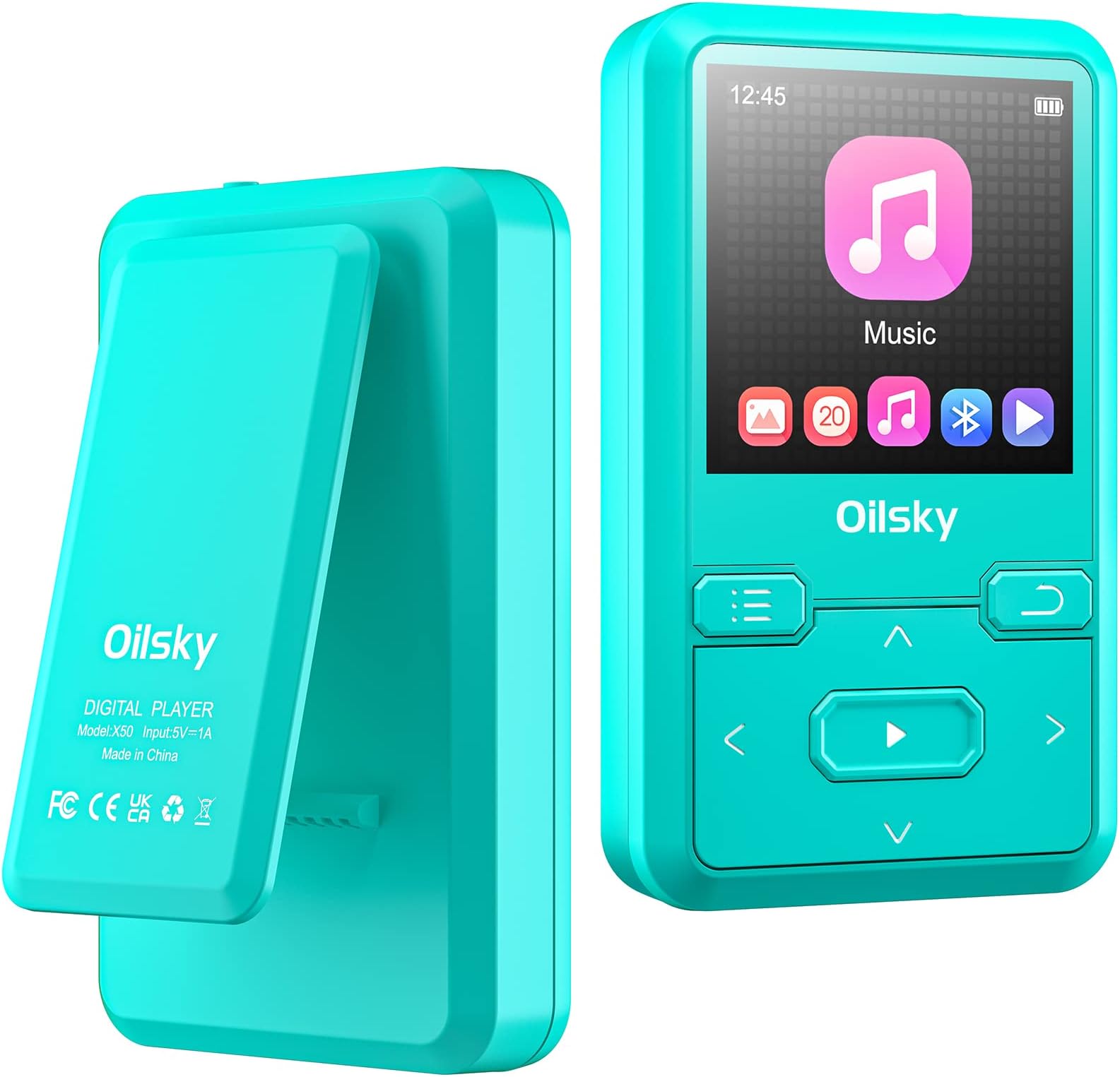 Clip MP3 Player with Bluetooth 5.0, Portable Music Player with Earphones, Built-in 32GB Memory, Voice Recording, FM Radio, Pedometer, Mini Ultra-Light MP3, Great for Sports, Support up to 128GB