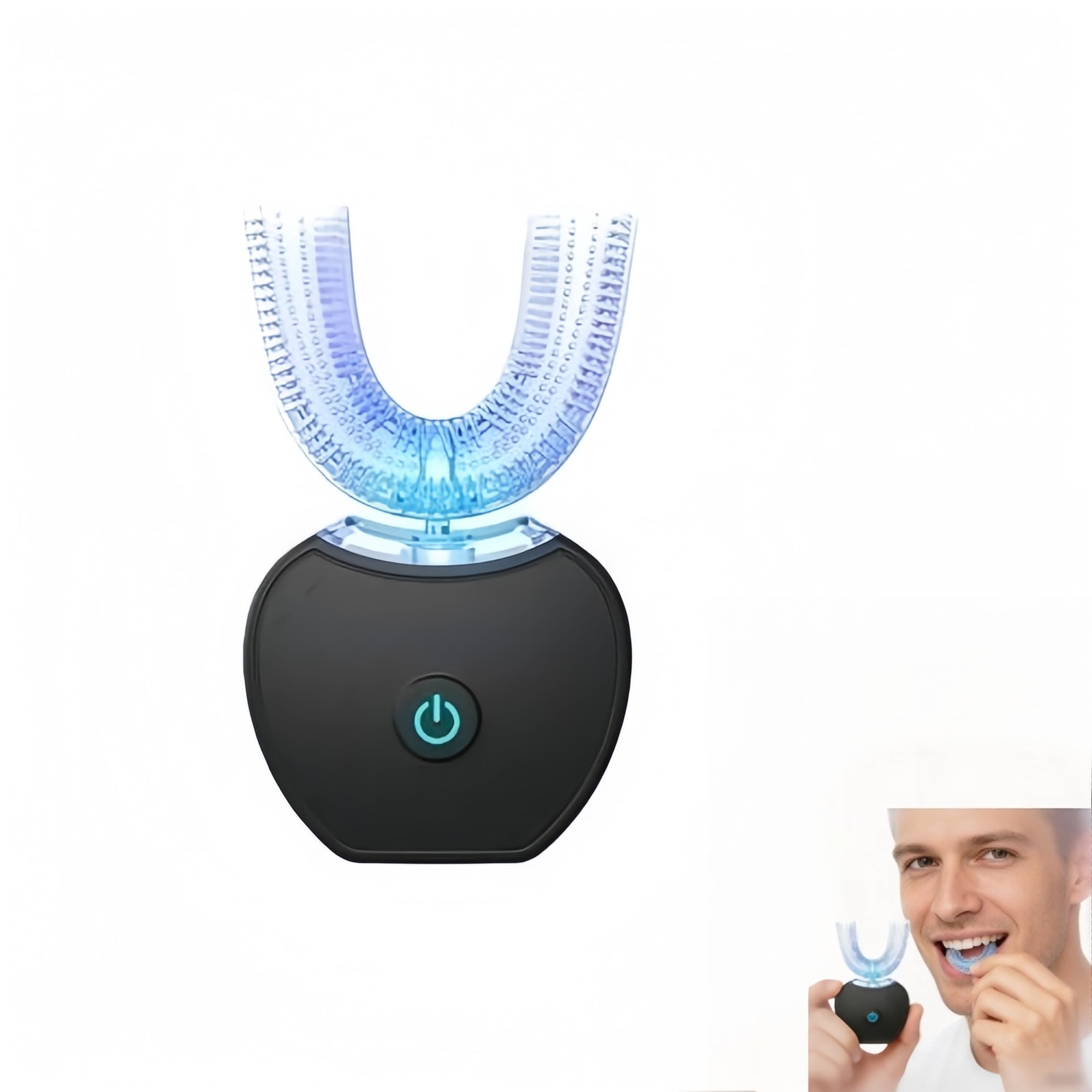 Cepillo de dientes Sonic Brush V5,Cepillo de Dientes Ultrasónico Automático Limpieza Automática De 360°,Diseño en Forma de U Eléctrico Ultrasónico Inalámbrico4 Modos,para Adultos (negro)