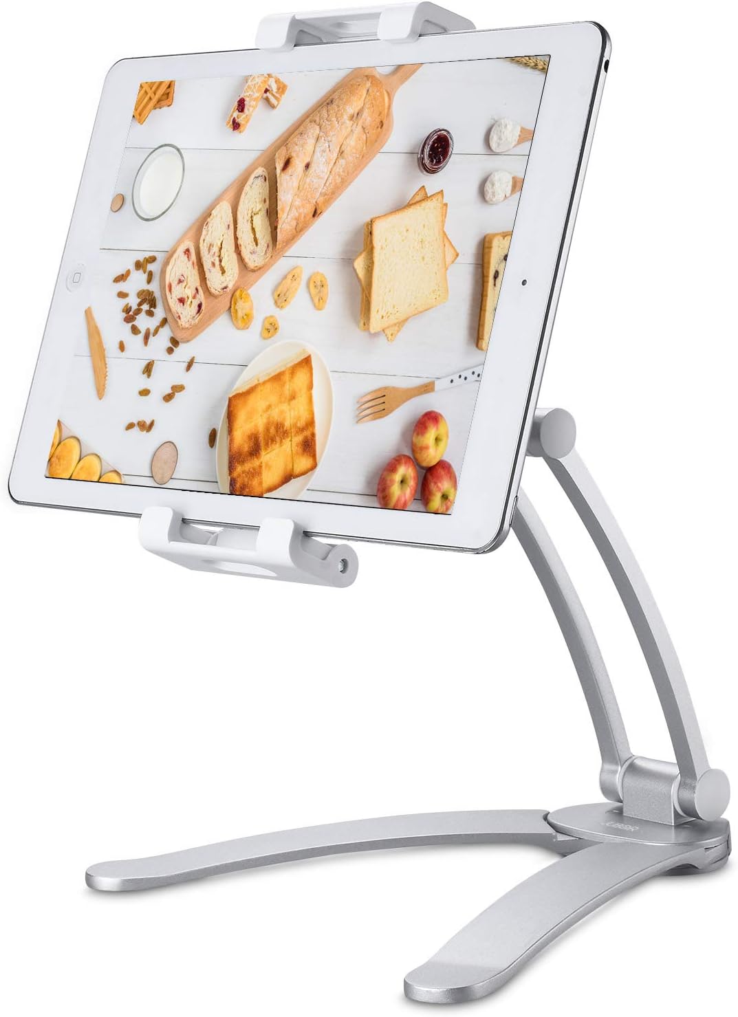 Kitchen Tablet Mount Stand, Tablet Wall Mount, Under Cabinet CounterTop Desktop Recipe Holder for 5"-12.9" Tablets iPad Pro 12.9/7/Air/Mini, Galaxy Tab S3 9.7, Surface Pro, Nintendo Switch