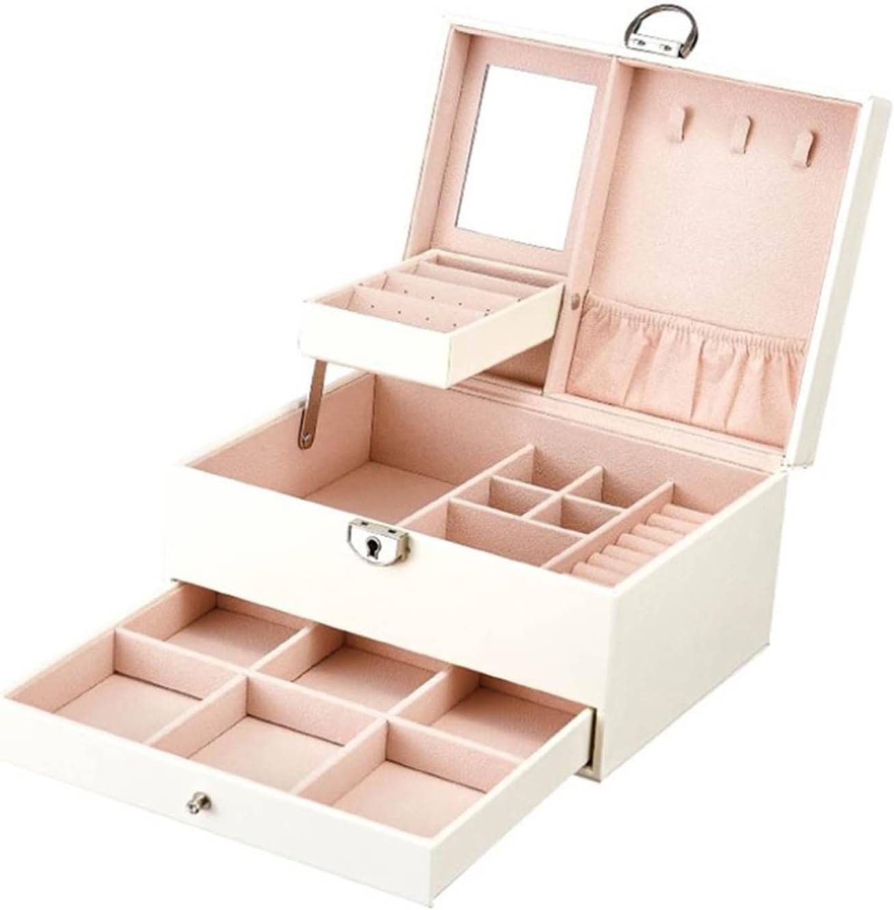 Jewelry Box Organizer Display PU Leather Capacity Storage Multifunctional Drawer Case image 2