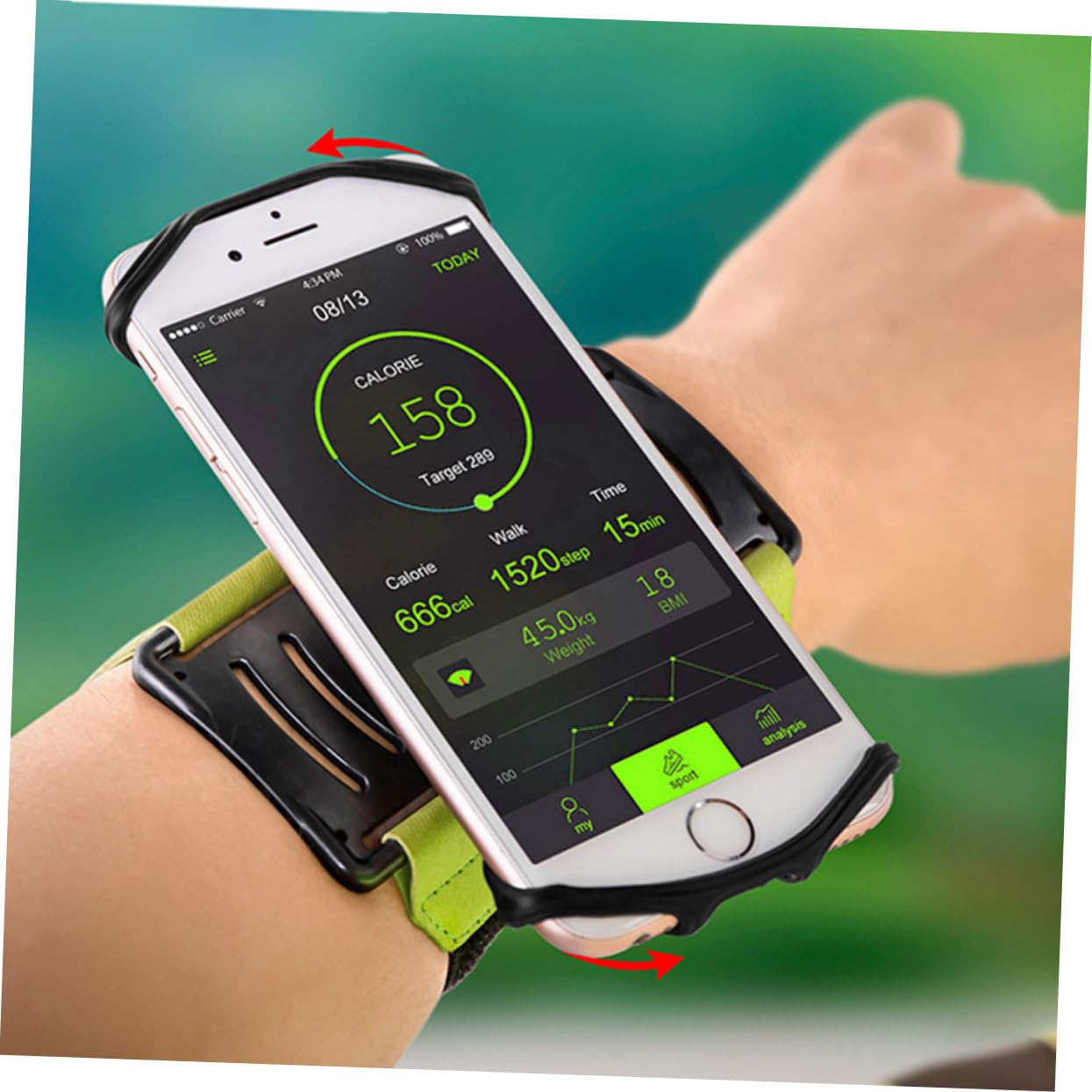 OSALADI 2piezas Brazalete Soporte para Teléfono con Rotación Montaje Rápido Compatible con Running y Ejercicio Acceso Completo Botones Color Aleatorio