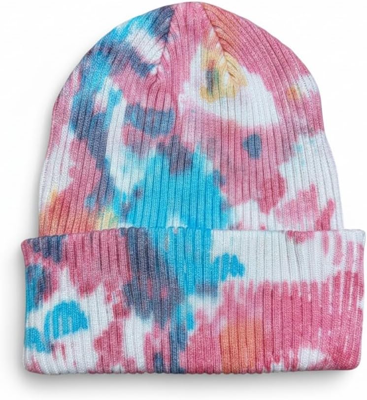 Jeep Tie-Dye Flip Knit Cold Weather Hat with Classic Text Logo, One Size Multicolor