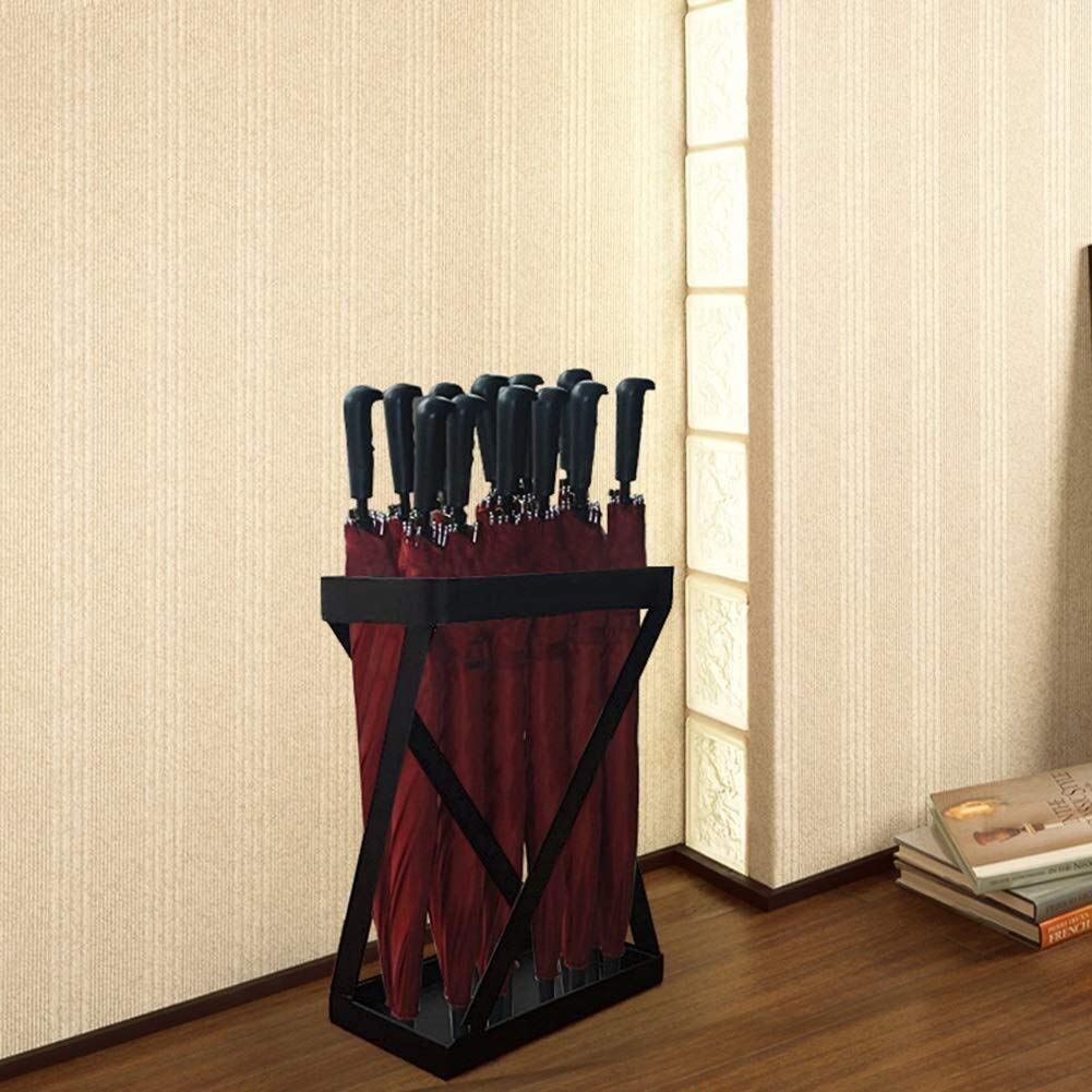 Porte-parapluie en métal – Rangement autonome pour cannes de marche, support d'entrée pour parapluies pliants longs et courts, design durable et élégant