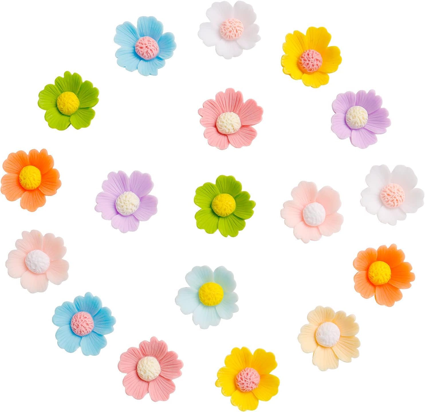 NALACAL 100Pcs Luminous Mini Resin Flowers, DIY Flower Beads Charms for Jewelry Making Scrapbooking Hair Clip Phone Case Decor, Resin Flower Charms Flatback Cabochons Embellishment Accessories