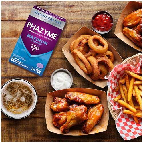 Image of Phazyme Maximum* Strength Anti-Gas 250 mg Simethicone Gas Relief for Adults, Fast Gels Quickly Ease Bloating, Pressure & Discomfort, 24 Count