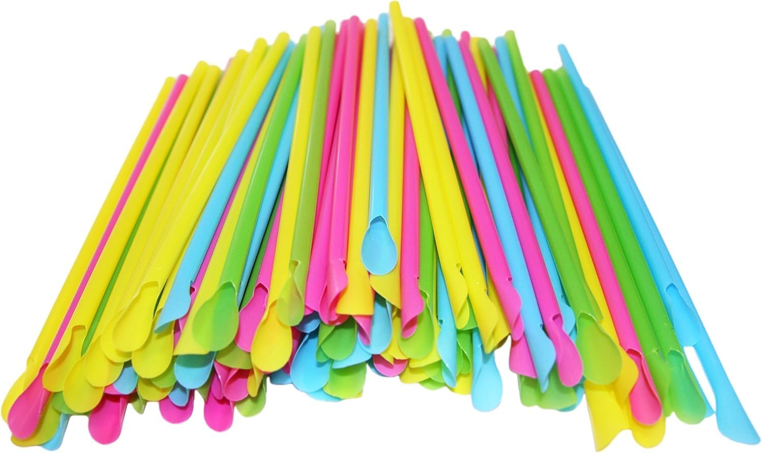 Set of 1000 SNO-Cone Straw Spoons! Bright Colors - 8"x.25"- Perfect for Milkshakes, Shaved Ice, Kid's Parties, Root Beer Floats and More!