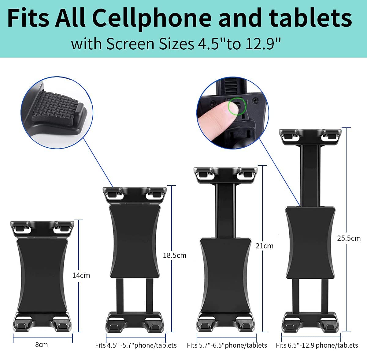 Soporte para camión de Coche de 22 Pulgadas, Resistente, para tabletas, iPad Pro Air Mini y Smartphone iPhone 8 X XR XS 11 MAX Plus Galaxy S20 S10 Note (Telematics Fleets ELD Compliant)