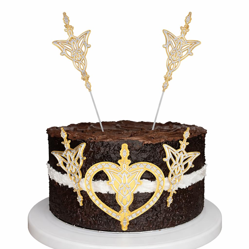 Middle Earth Inspired Cake Decoration Kit, Gold and Silver, Biodegradable PLA, Keepsake